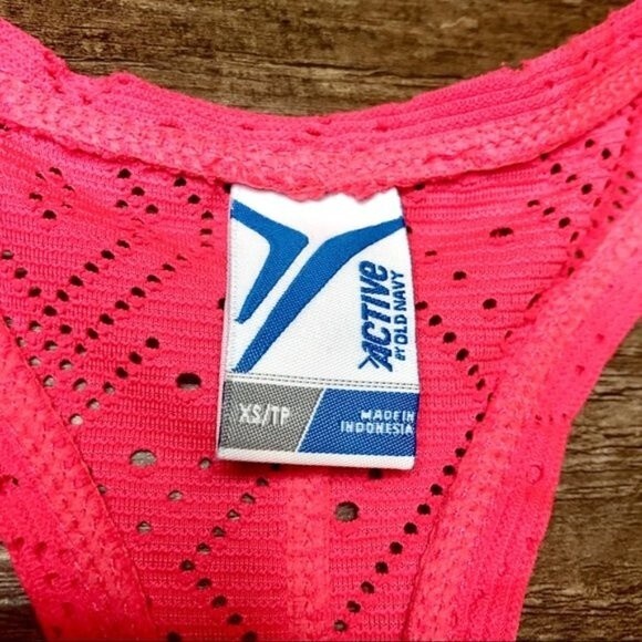 Old Navy Active Racerback Tank Top XS Extra Small Bright Coral Pink Oversized - Picture 5 of 8